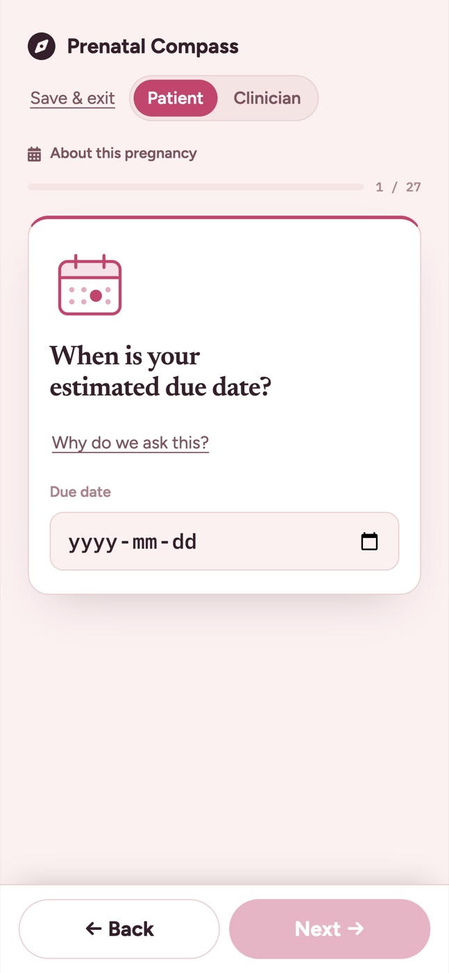 Prenatal Compass: Start with your due date